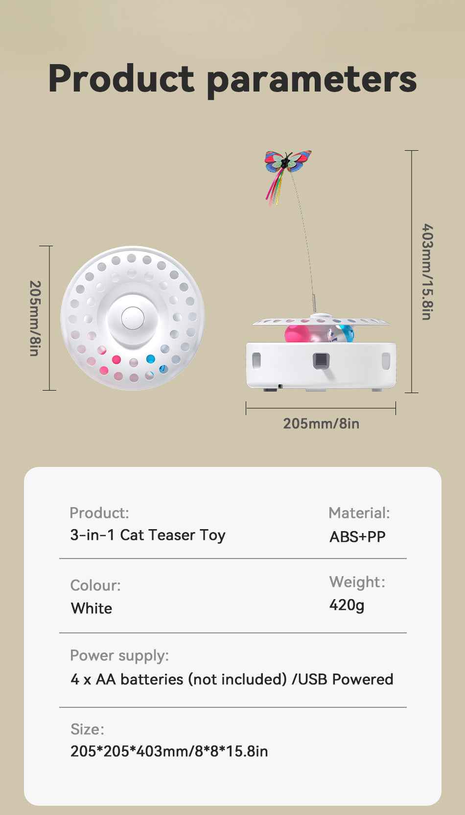 ROJECO TY823 3‑in‑1 Smart Pet Toy