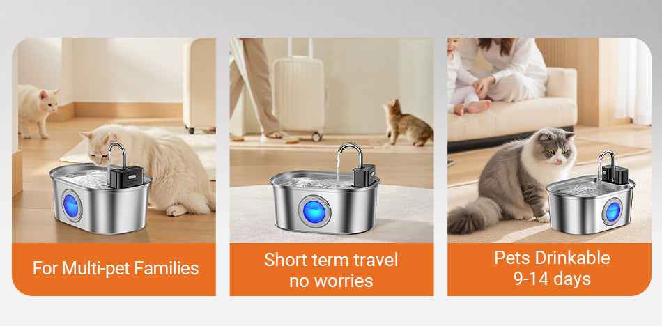 ROJECO 3.2L Wireless Stainless Steel Fountain