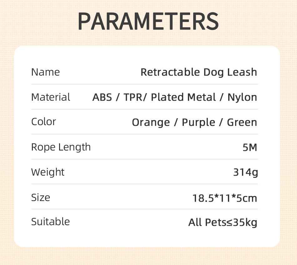 ROJECO 5M LED Retractable Dog Leash