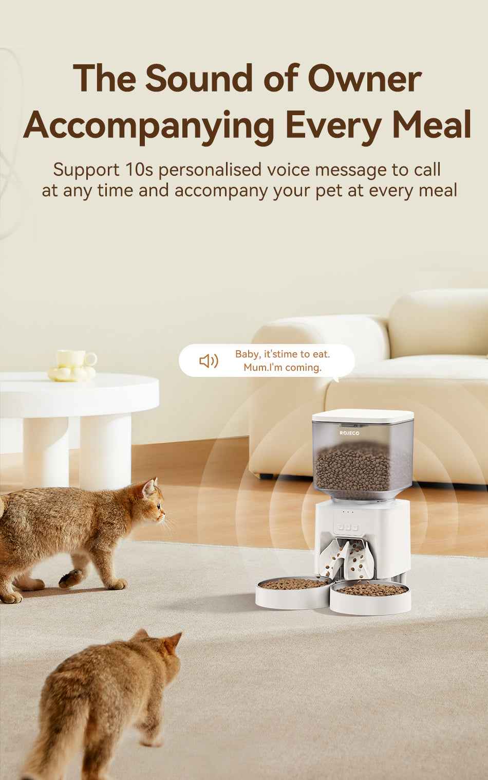 ROJECO 4.5L WiFi Smart Pet Feeder