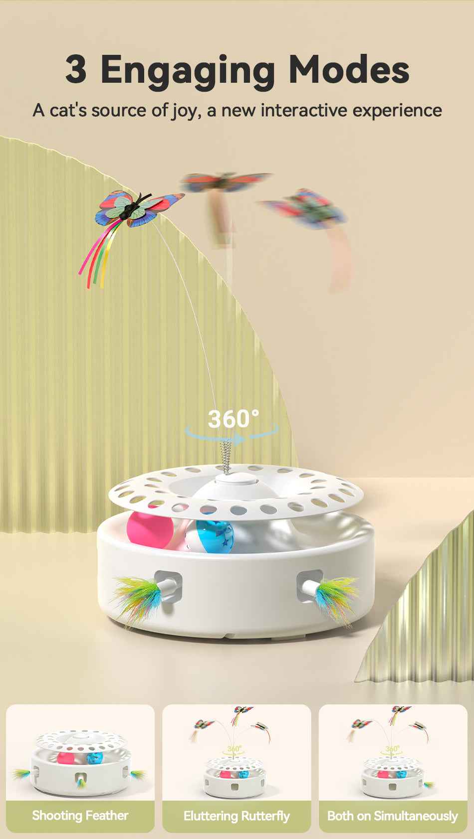 ROJECO TY823 3‑in‑1 Smart Pet Toy
