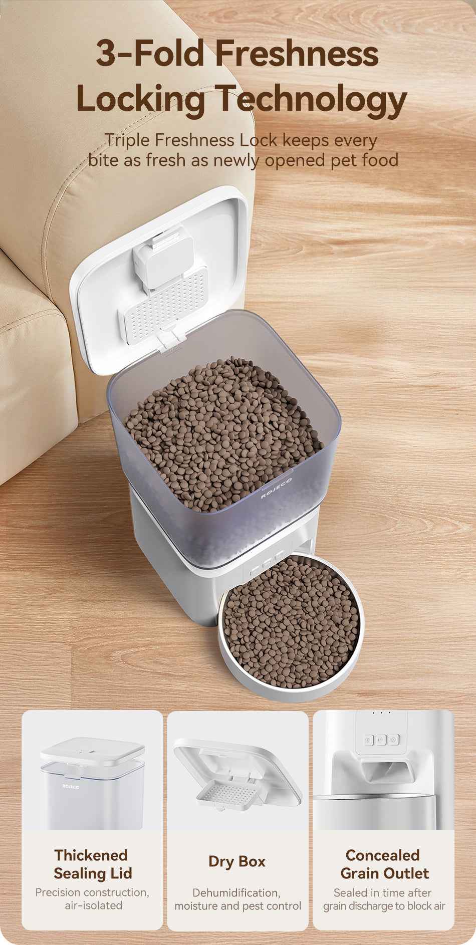 ROJECO 4.5L WiFi Smart Pet Feeder