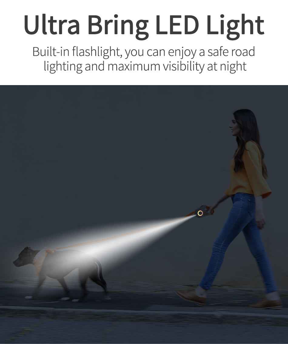 ROJECO 5M LED Retractable Dog Leash