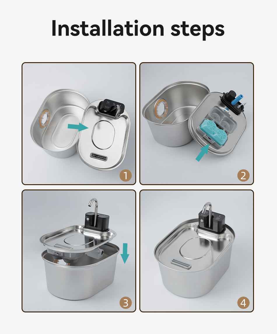 ROJECO Filter for 3.2L Stainless Steel Cat Fountain