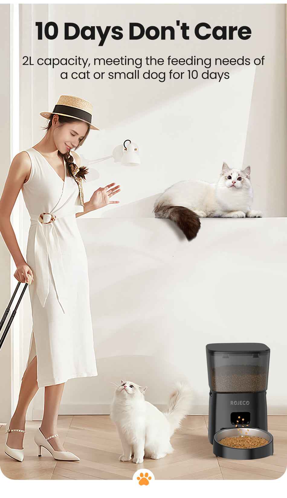 ROJECO 2L Button Pet Feeder