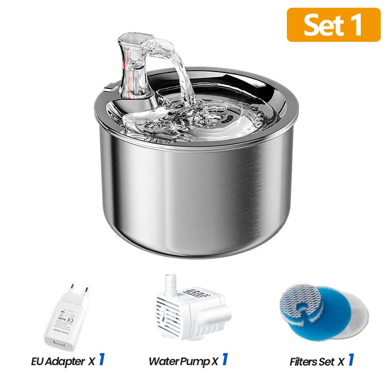 ROJECO 2L Stainless Steel Pet Water Fountain