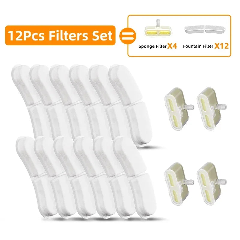 ROJECO Cat Water Fountain Replacement Filters - Carbon & Sponge Filters