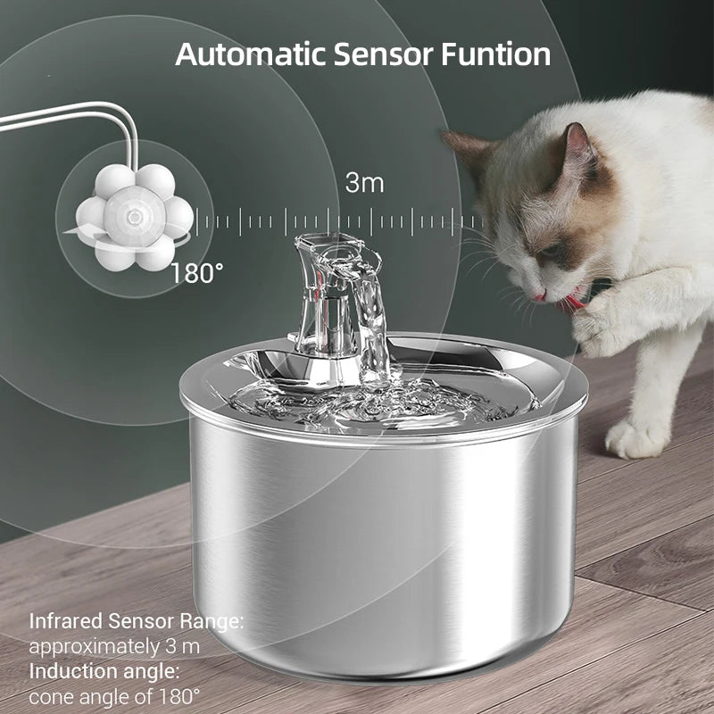 ROJECO 2L Stainless Steel Pet Water Fountain