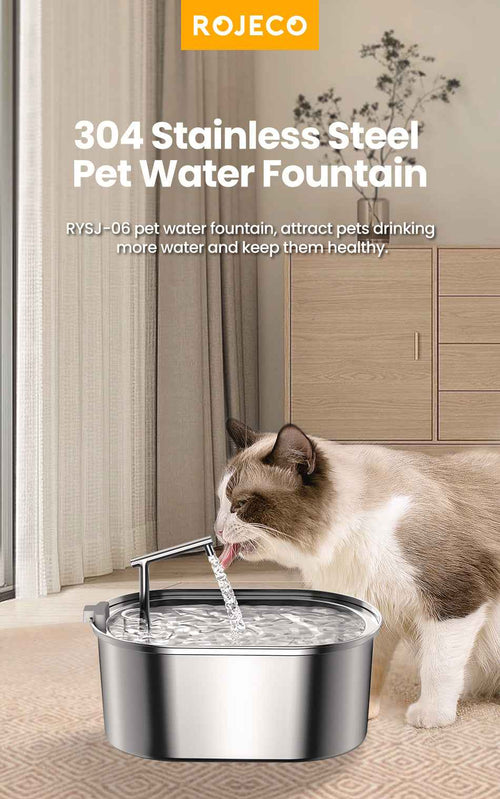 ROJECO 3.2L Stainless Steel Cat Fountain