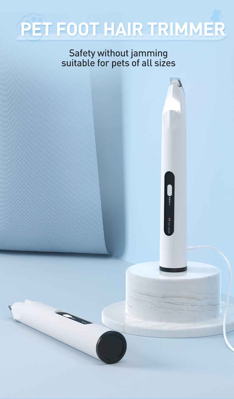ROJECO 3-in-1 Pet Foot Hair Trimmer