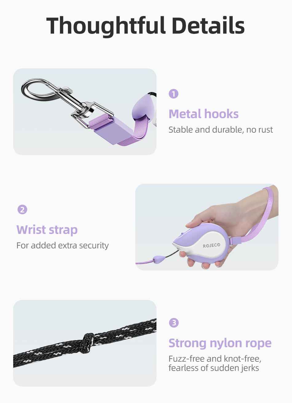 ROJECO Mini Retractable Dog Leash