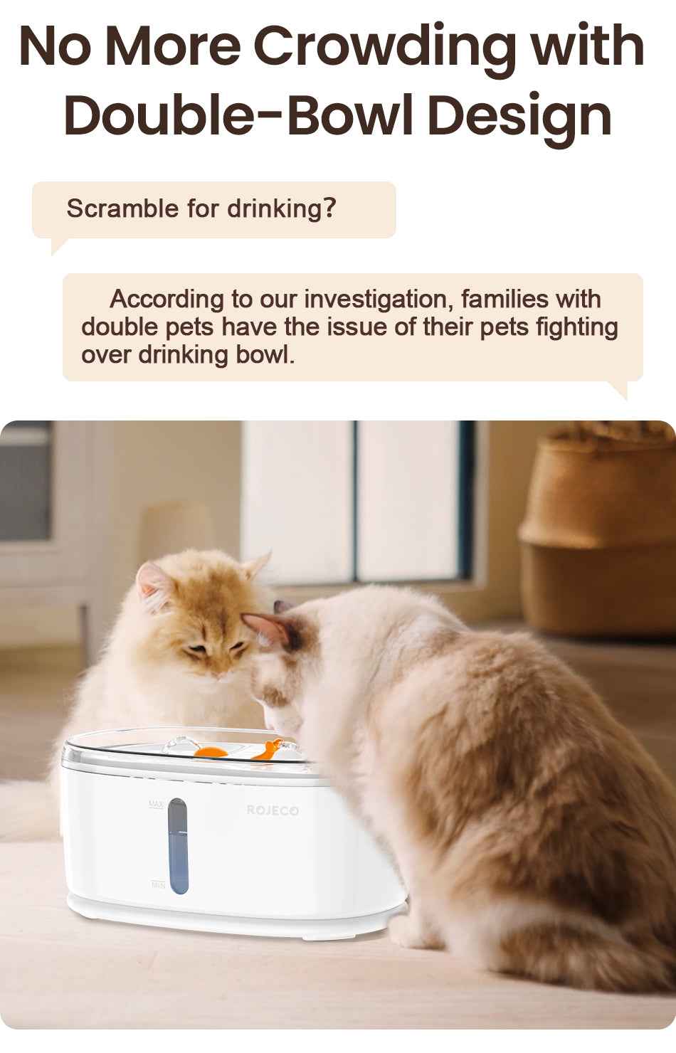 ROJECO Wireless Pump Cat Water Fountain
