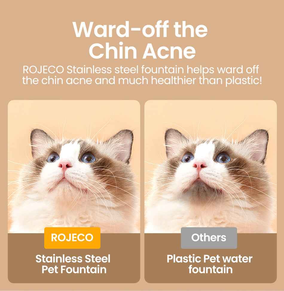 ROJECO 2L Stainless Steel Cat Water Fountain