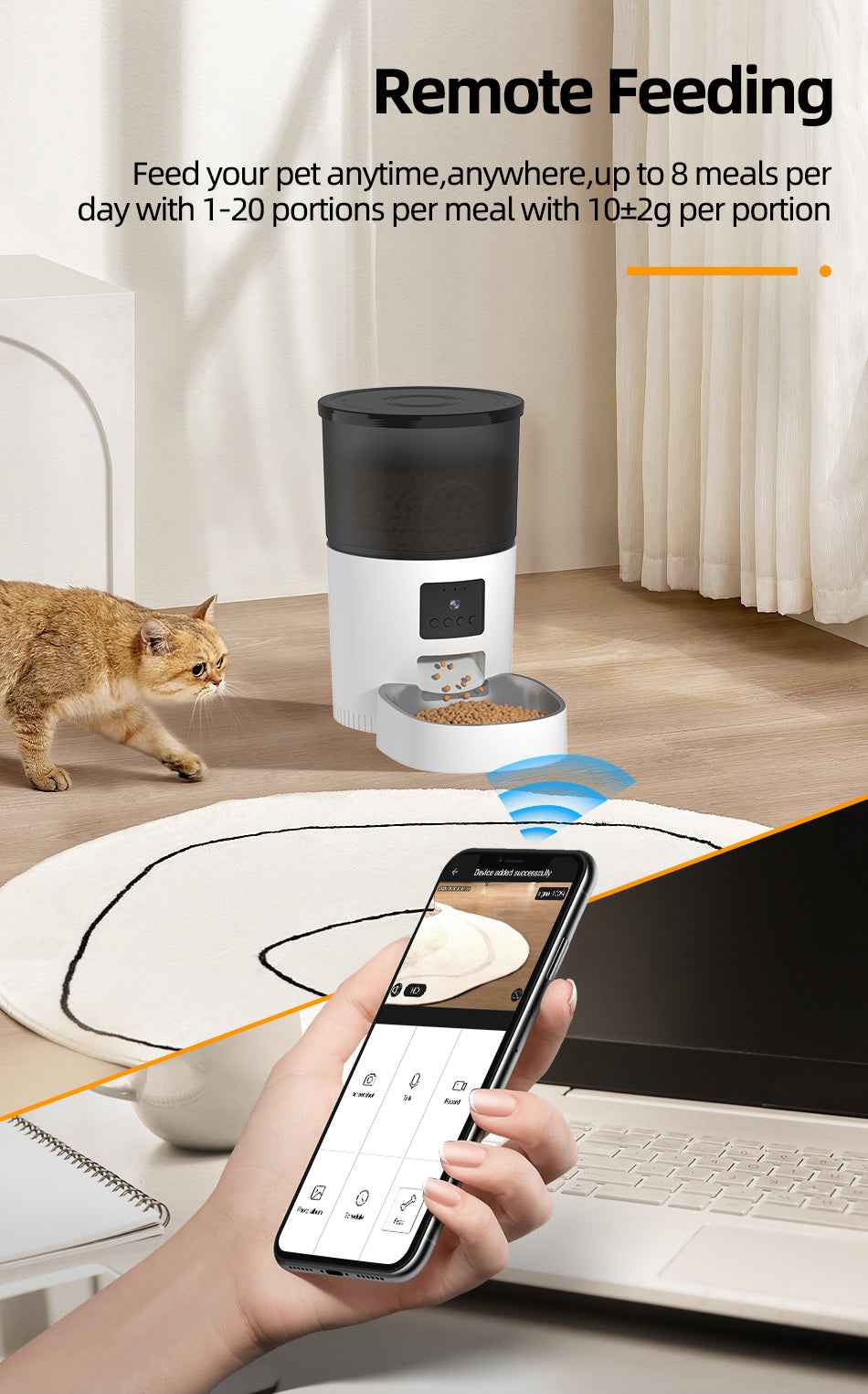 ROJECO 3L Cat Feeder with Camera