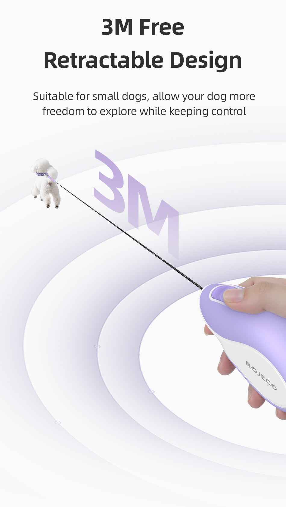 ROJECO Mini Retractable Dog Leash