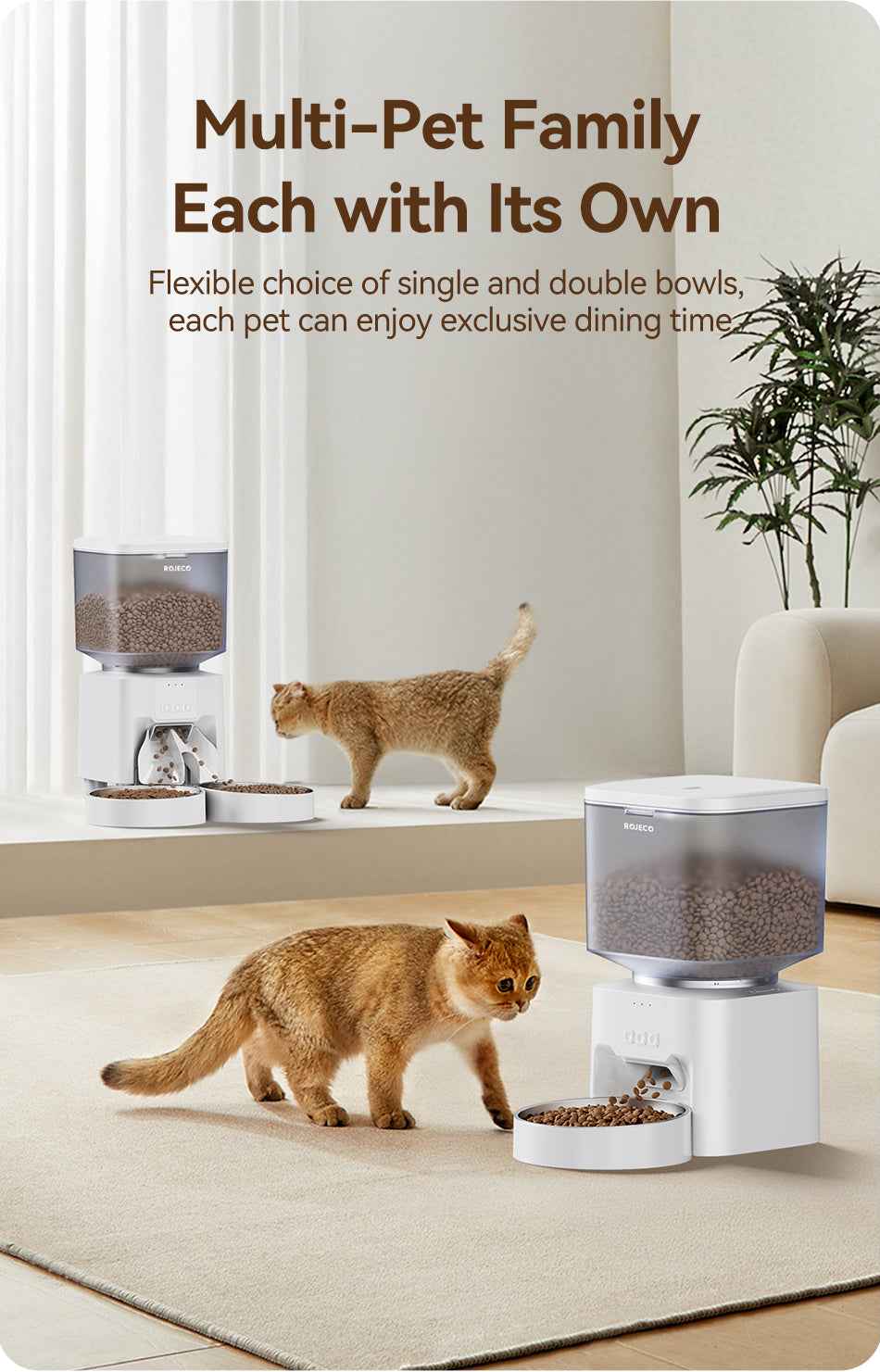 ROJECO 4.5L WiFi Smart Pet Feeder