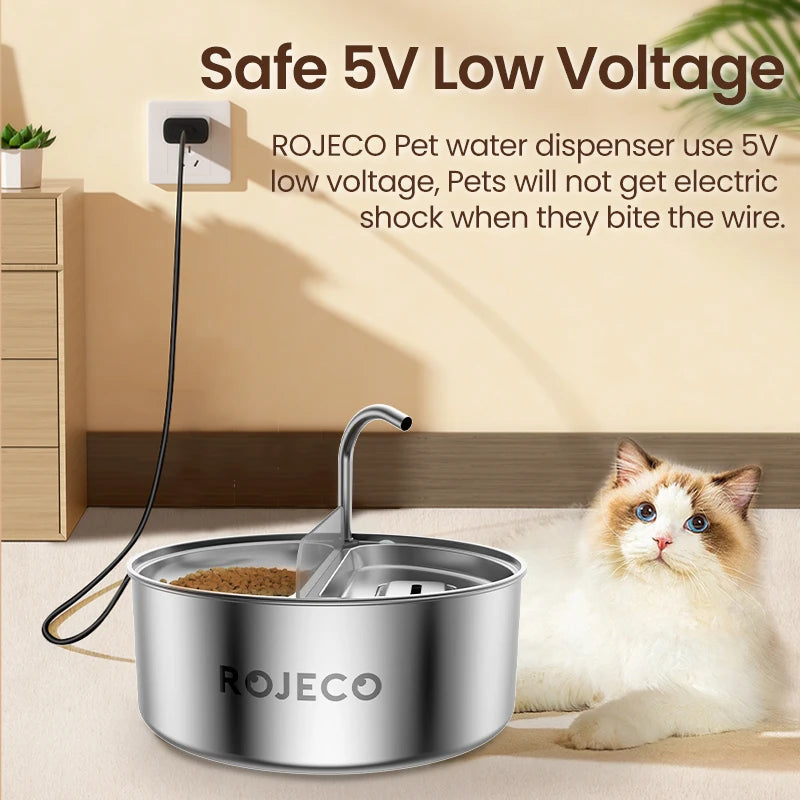 ROJECO 2-in-1 Pet Water Fountain & Feeder Bowl